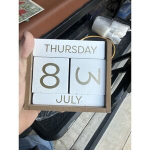 Perpetual Calendar Desktop Blocks -Brown/White - 4.5"x4"x2.25"